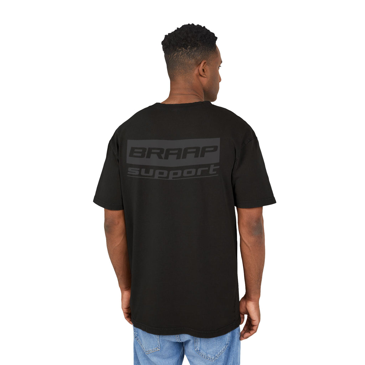 BRAAP Support Acid-Wash Black to Black Oversized Tee